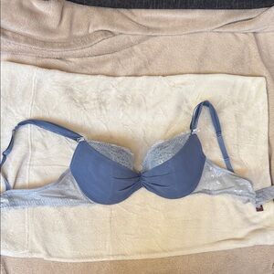 Adore Me Slate and Silver Lace Bra